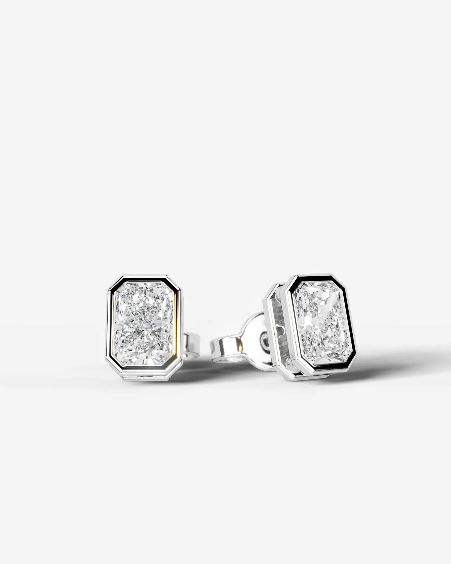 Amber Lab Grown Diamond Earrings Elongated Radiant - Platinum