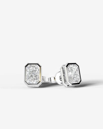 Amber Lab Grown Diamond Earrings Elongated Radiant - White Gold