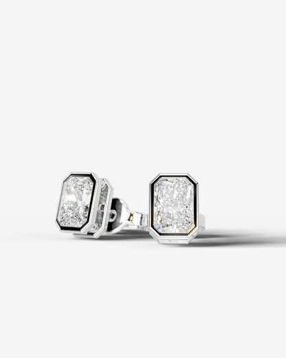 Amber Lab Grown Diamond Earrings Elongated Radiant - Platinum