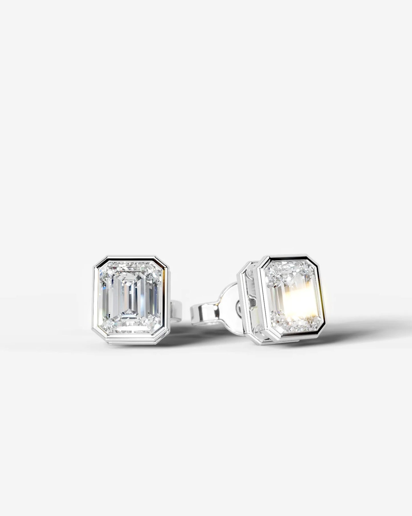 Amber Lab Grown Diamond Earrings Emerald - Platinum