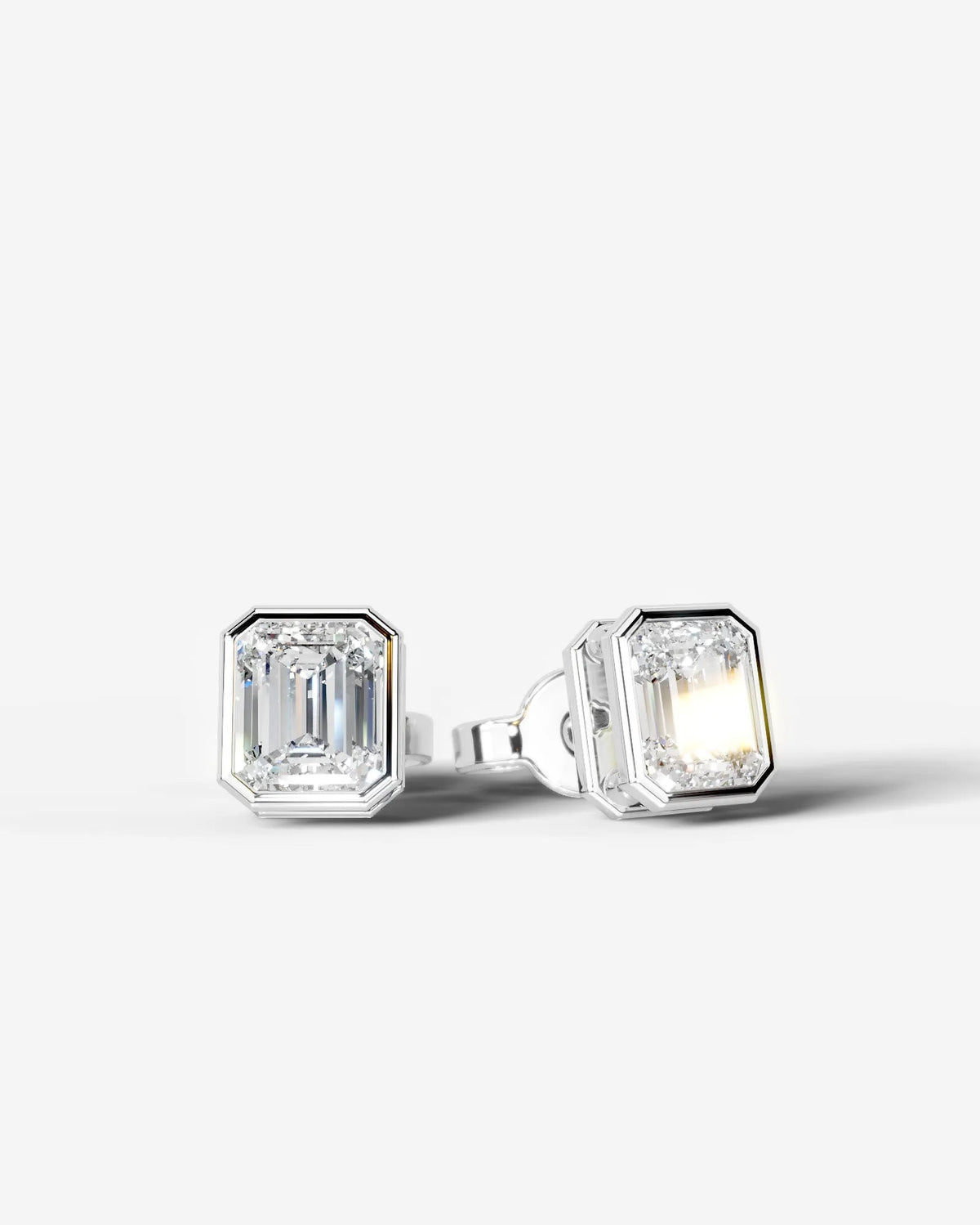 Amber Lab Grown Diamond Earrings Emerald - White Gold