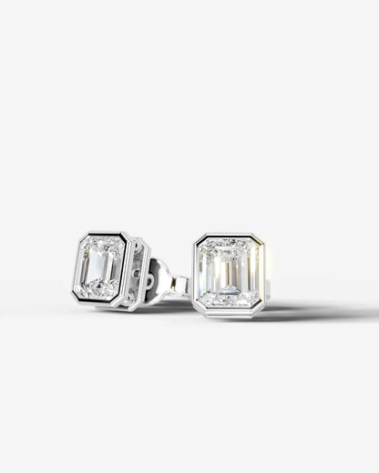 Amber Lab Grown Diamond Earrings Emerald - White Gold