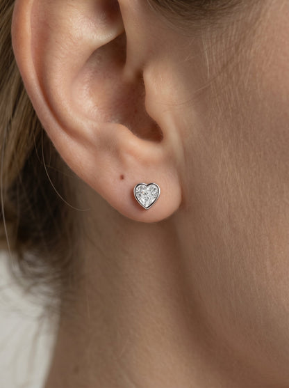 Amber Lab Grown Diamond Earrings Heart - Platinum