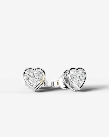 Amber Lab Grown Diamond Earrings Heart - Platinum