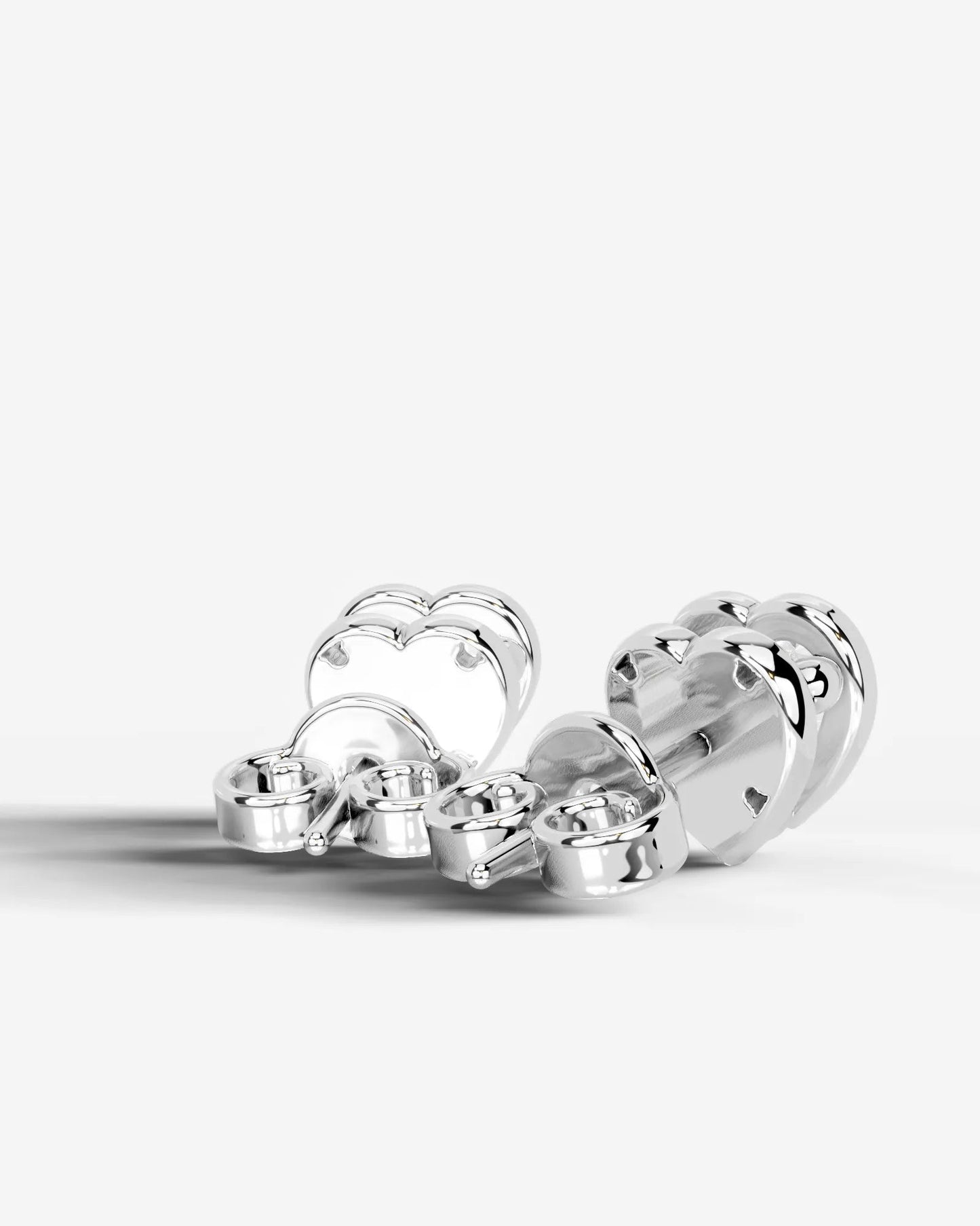 Amber Lab Grown Diamond Earrings Heart - White Gold
