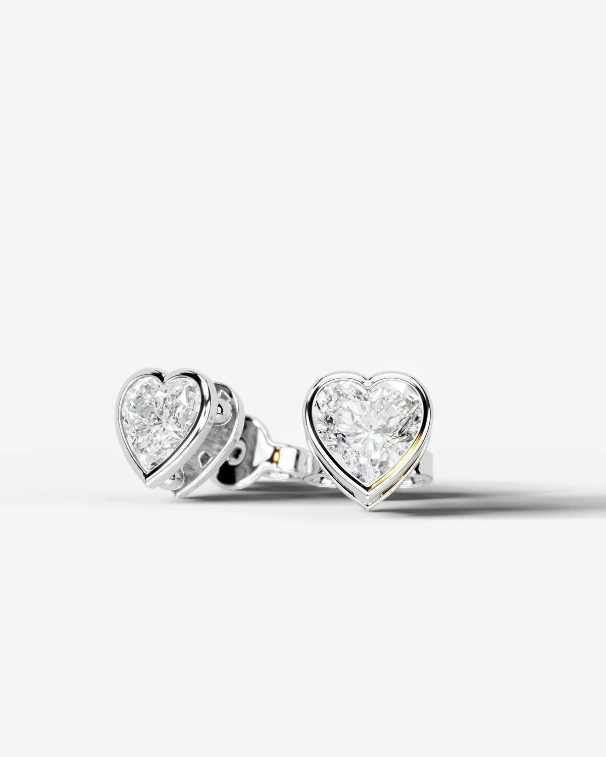 Amber Lab Grown Diamond Earrings Heart - Platinum