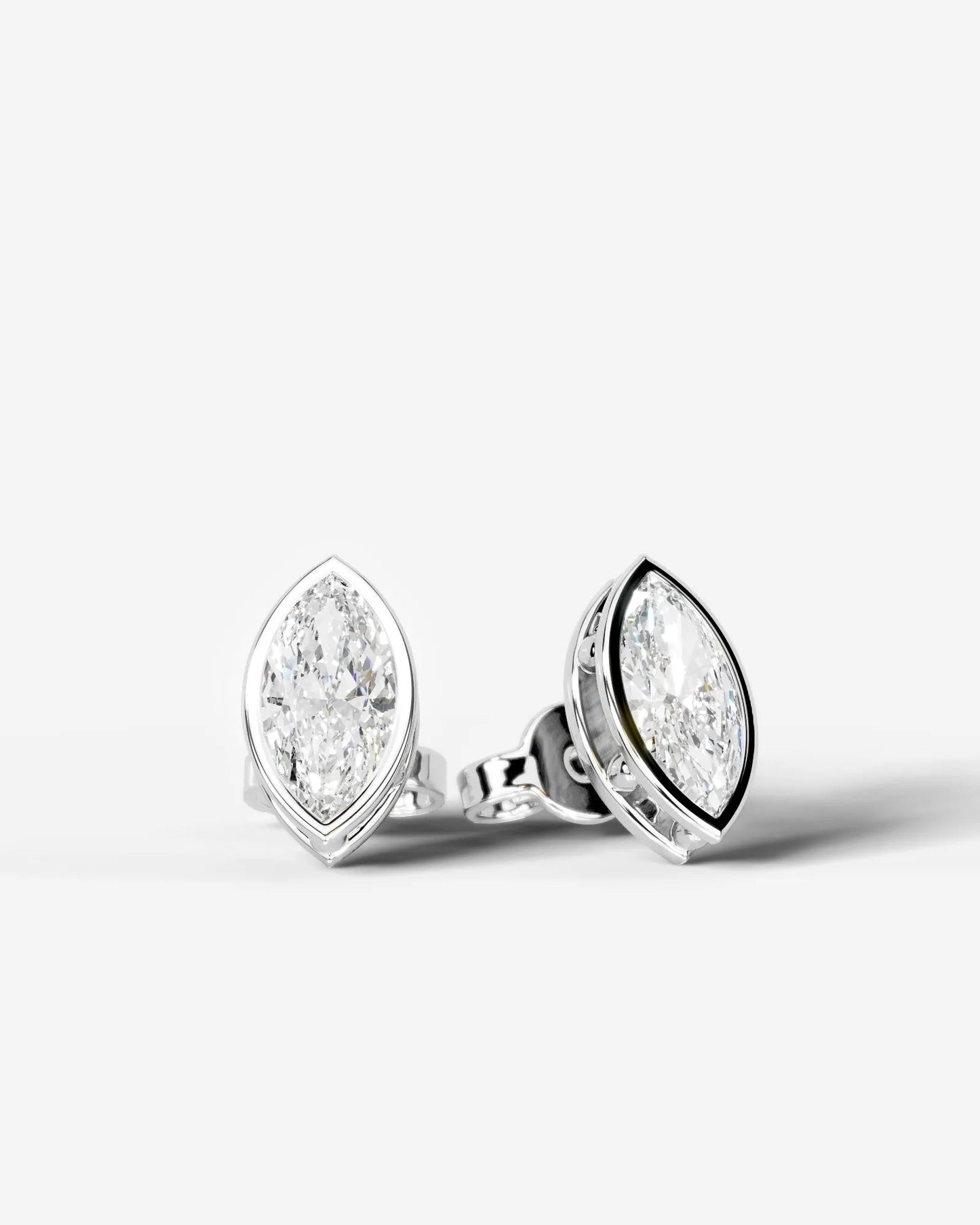 Amber Lab Grown Diamond Earrings Marquise - White Gold