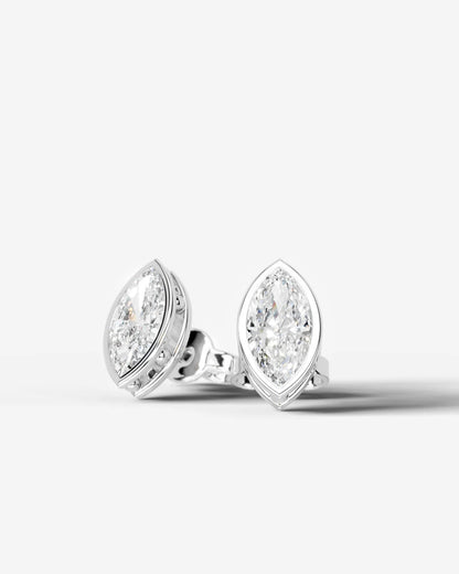 Amber Lab Grown Diamond Earrings Marquise - Platinum