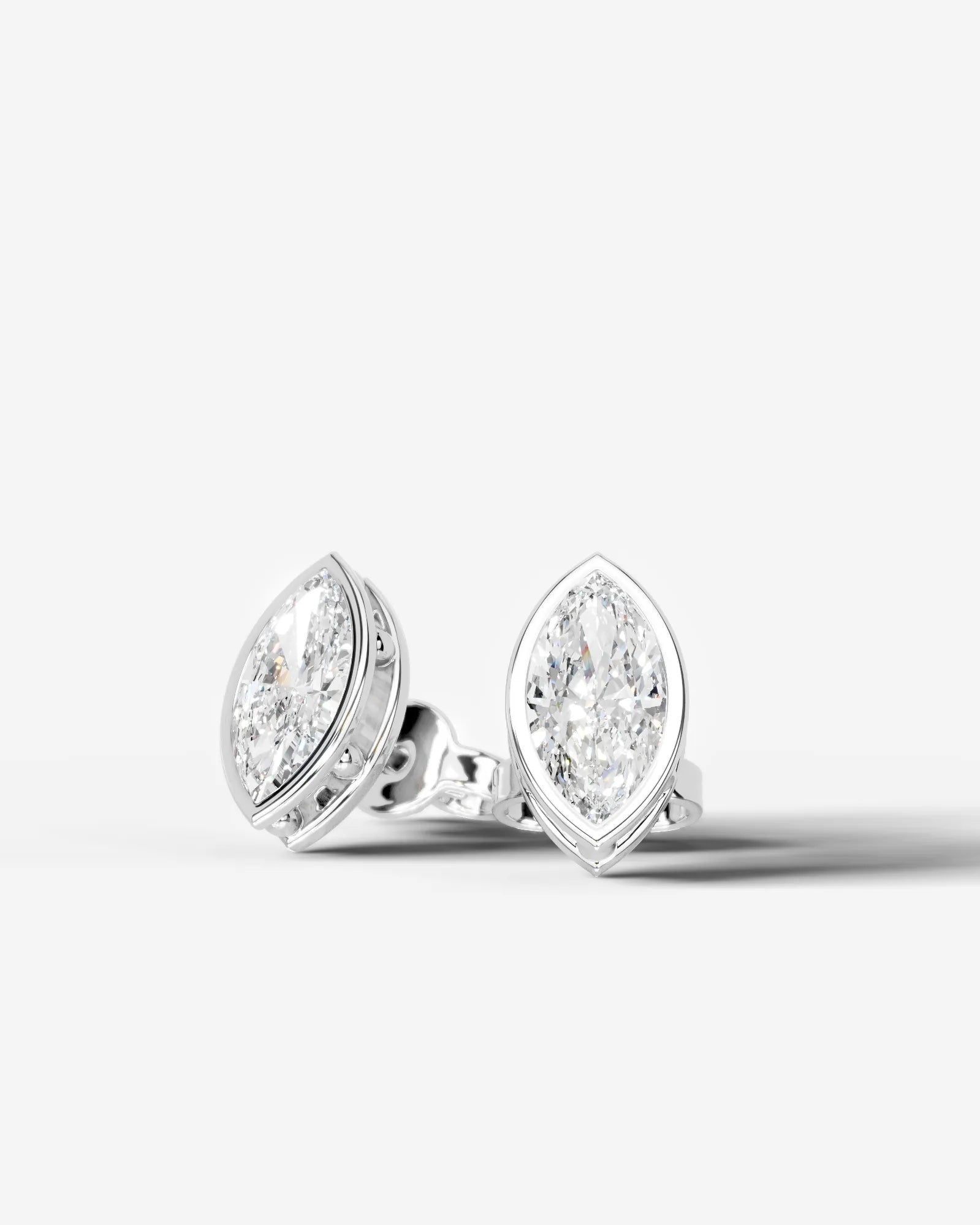 Amber Lab Grown Diamond Earrings Marquise - White Gold