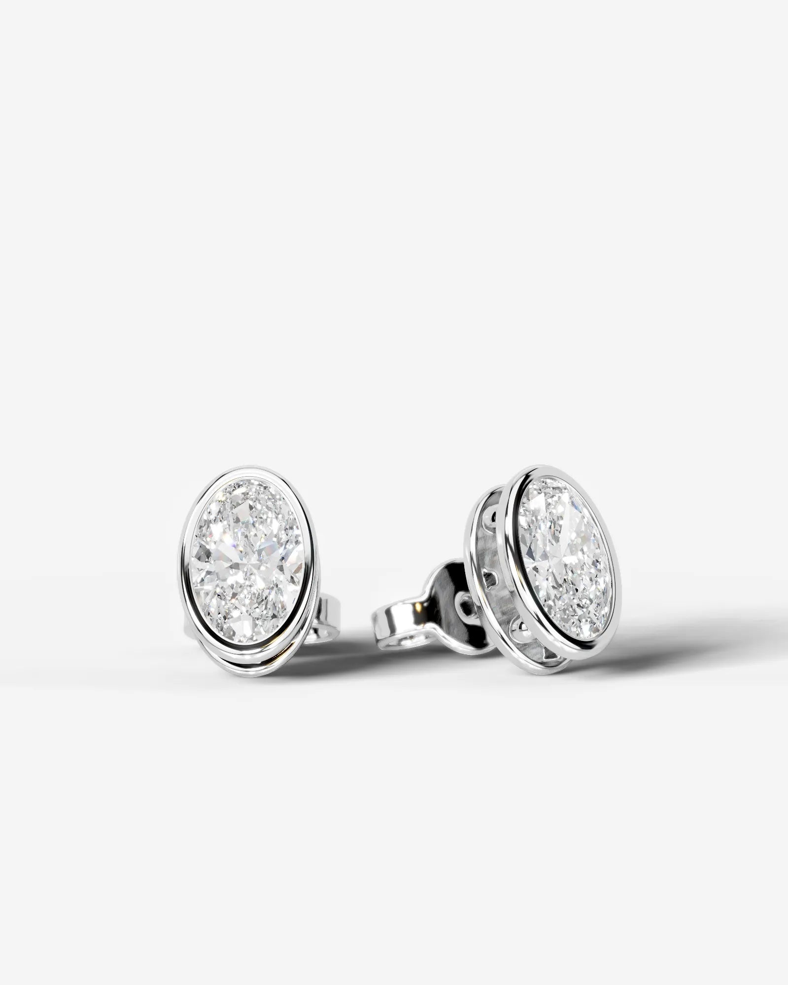 Amber Lab Grown Diamond Earrings Oval - White Gold