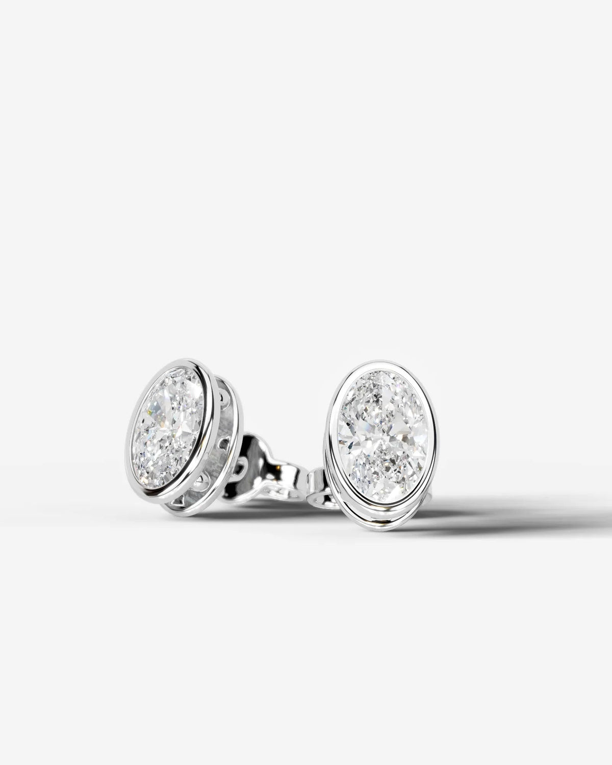 Amber Lab Grown Diamond Earrings Oval - Platinum