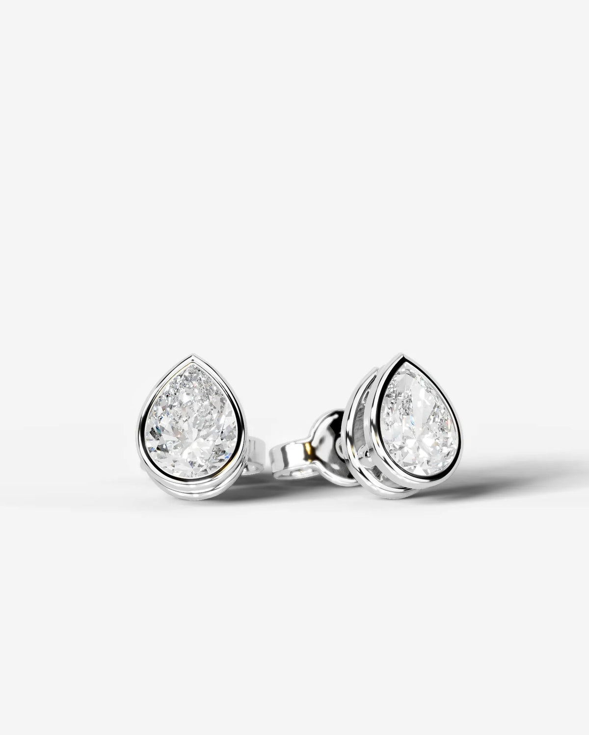 Amber Lab Grown Diamond Earrings Pear - Platinum