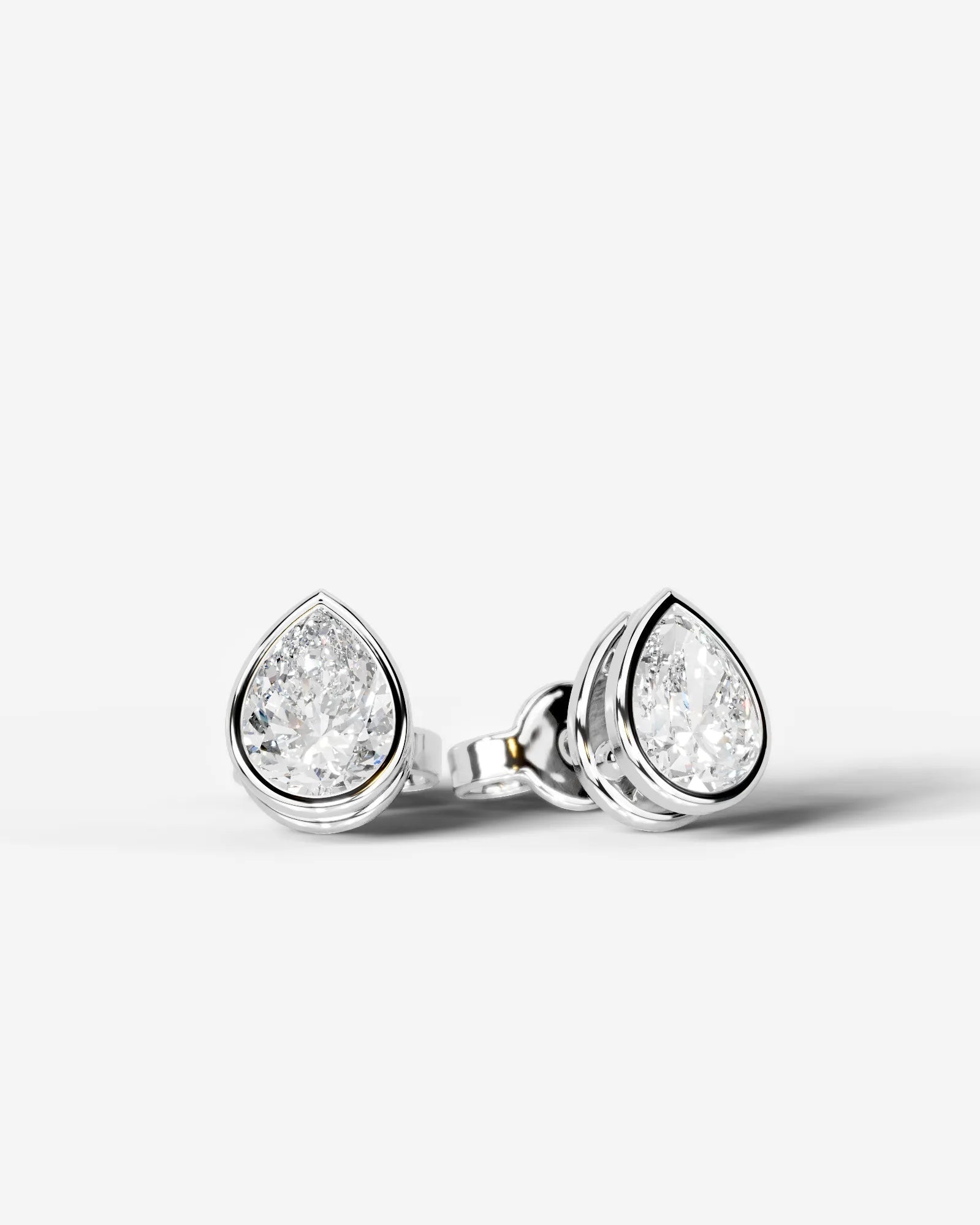Amber Lab Grown Diamond Earrings Pear - White Gold