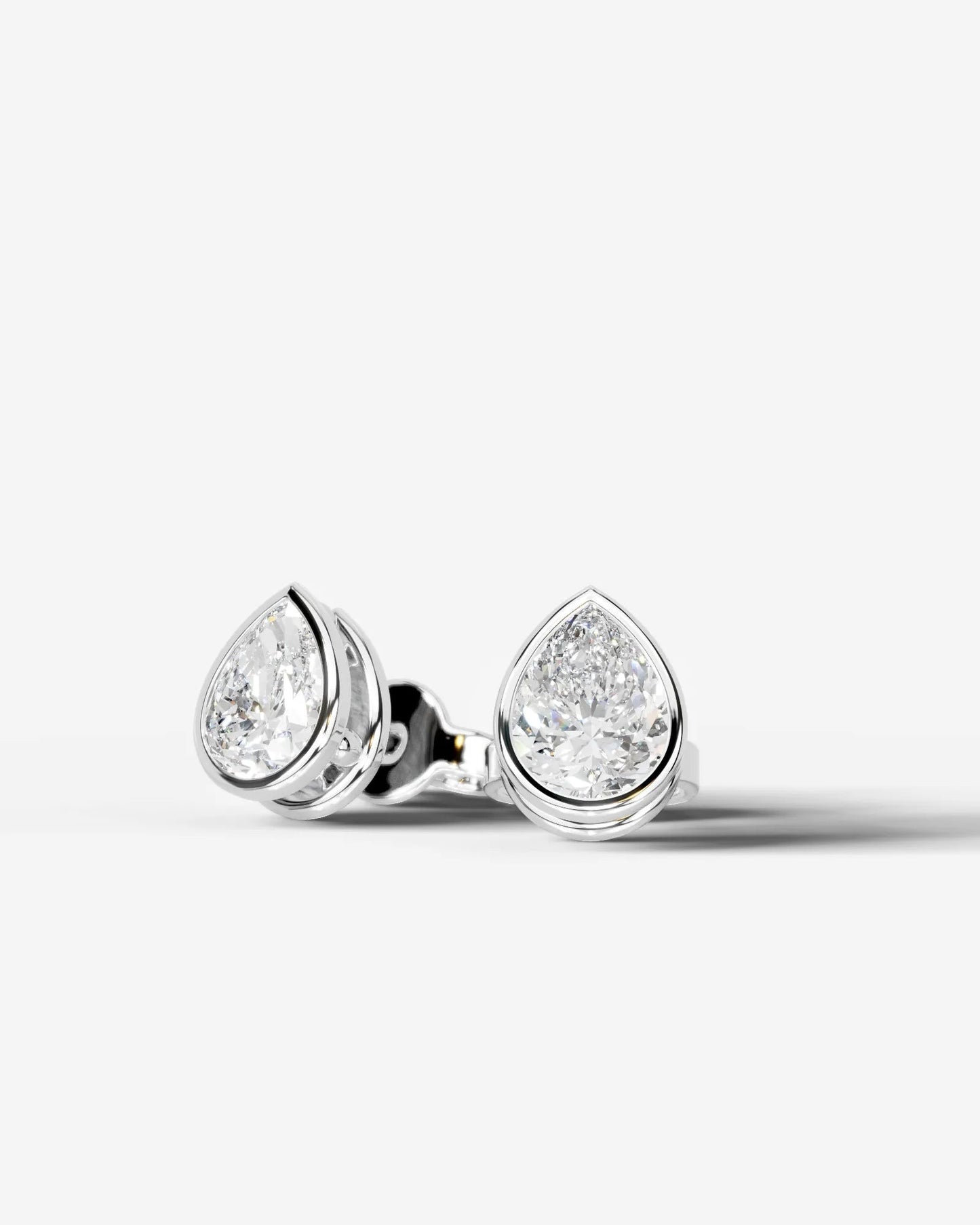 Amber Lab Grown Diamond Earrings Pear - Platinum