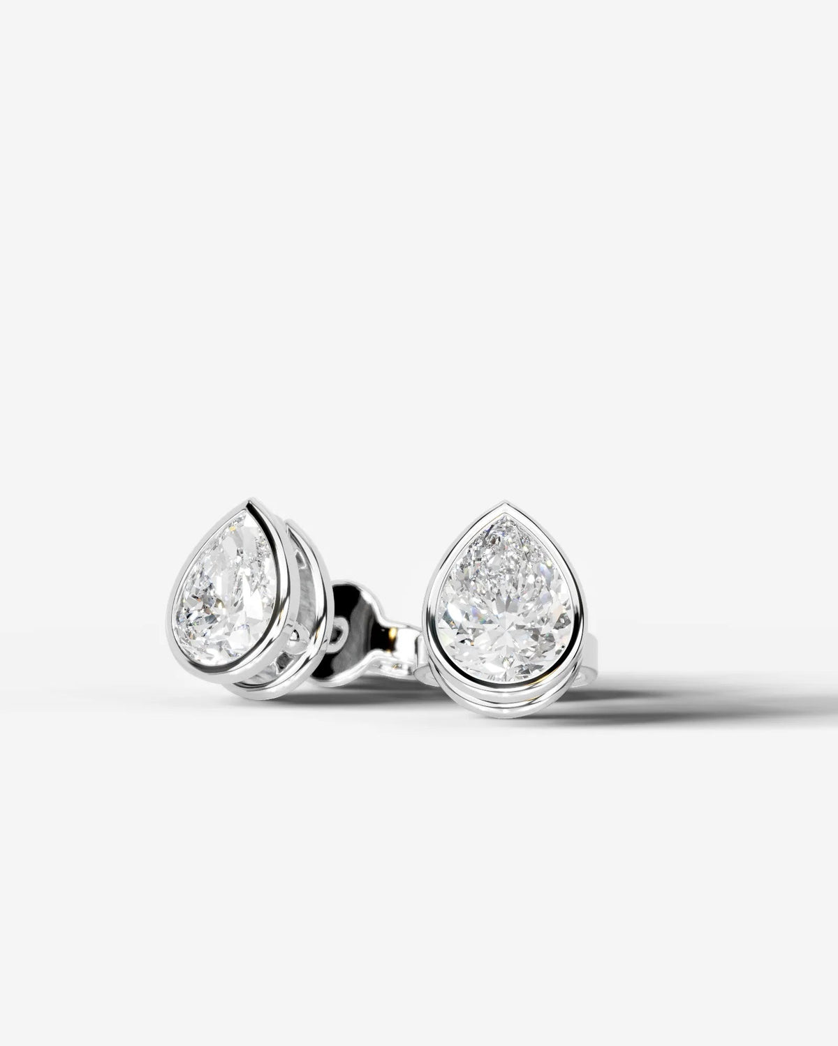 Amber Lab Grown Diamond Earrings Pear - Platinum