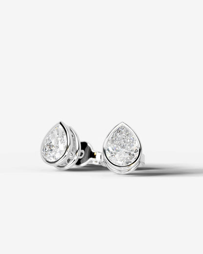 Amber Lab Grown Diamond Earrings Pear - Platinum