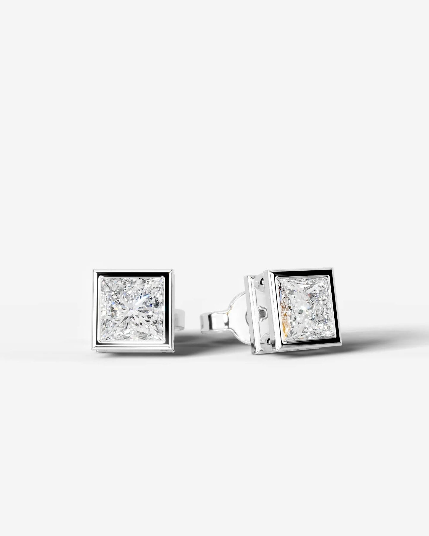 Amber Lab Grown Diamond Earrings Princess - White Gold