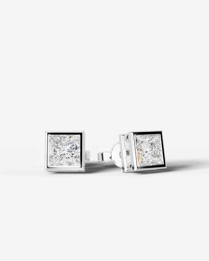 Amber Lab Grown Diamond Earrings Princess - White Gold