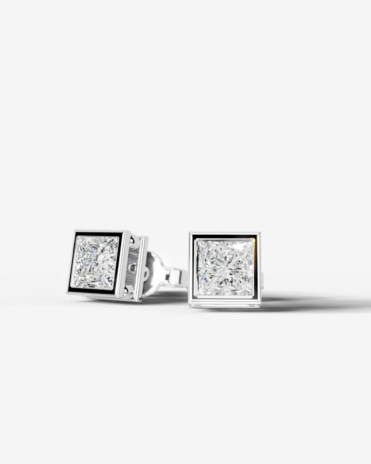 Amber Lab Grown Diamond Earrings Princess - White Gold