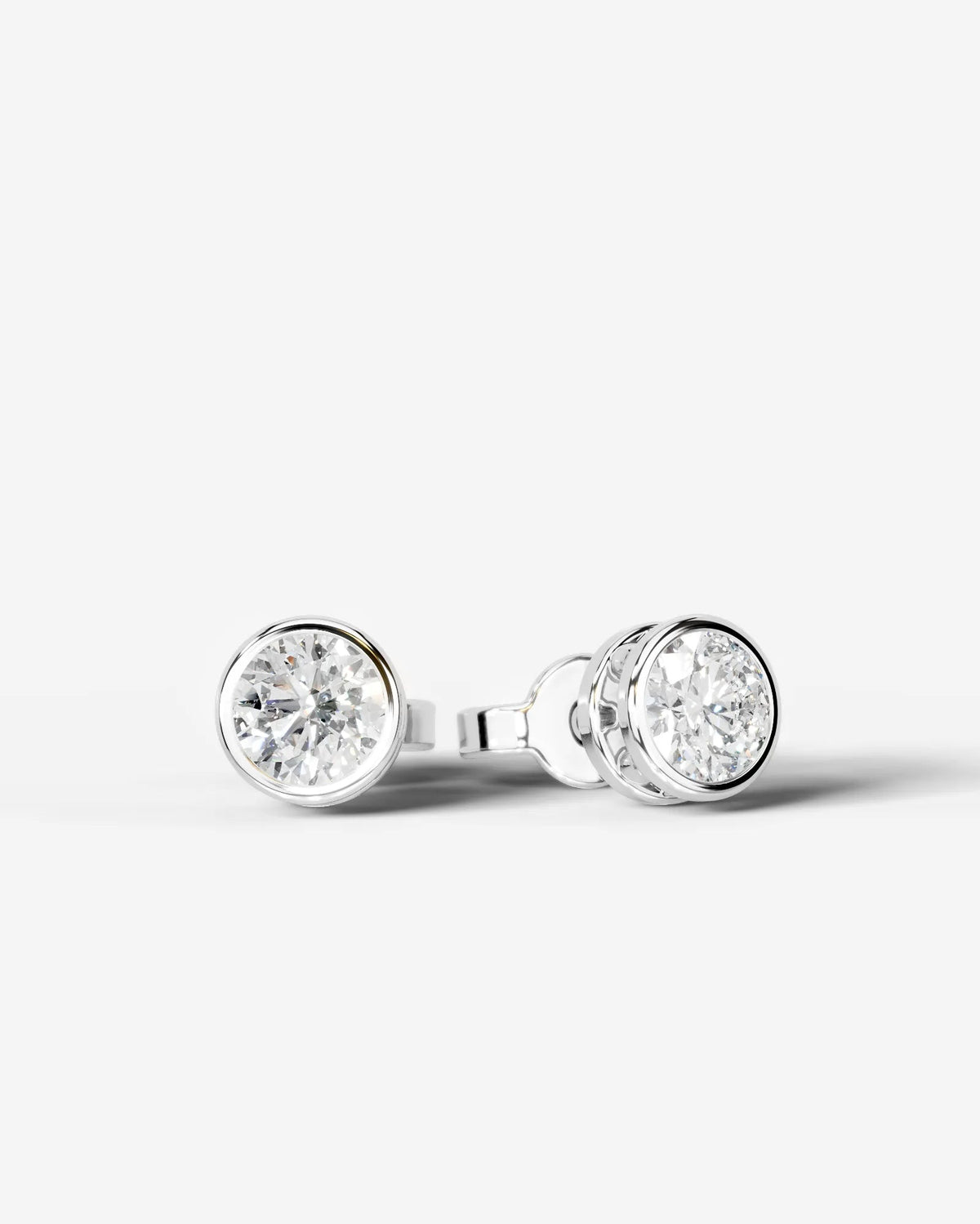 Amber Lab Grown Diamond Earrings Round - White Gold