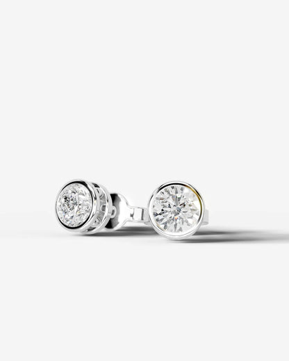 Amber Lab Grown Diamond Earrings Round - White Gold