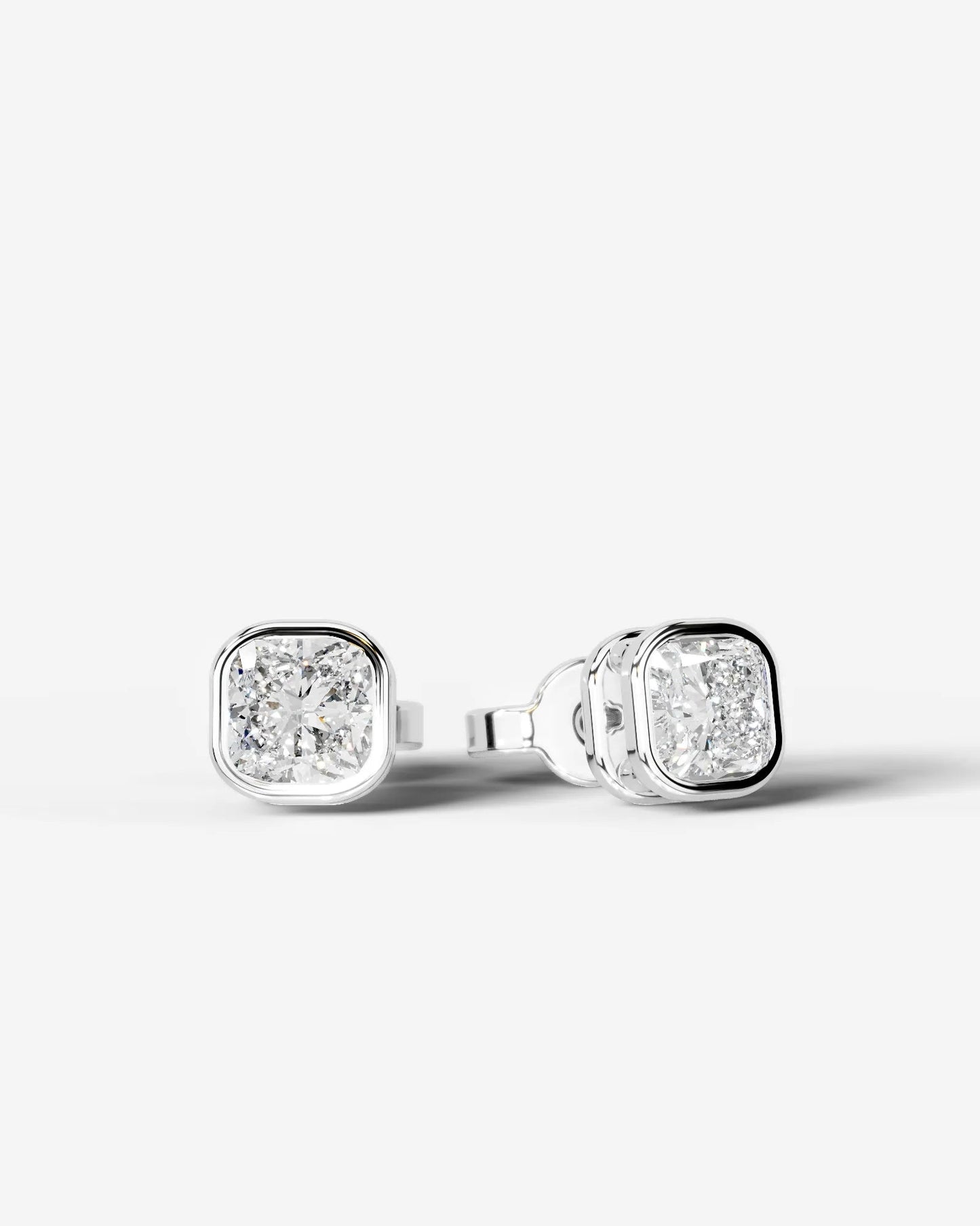 Amber Lab Grown Diamond Earrings Square Cushion - White Gold