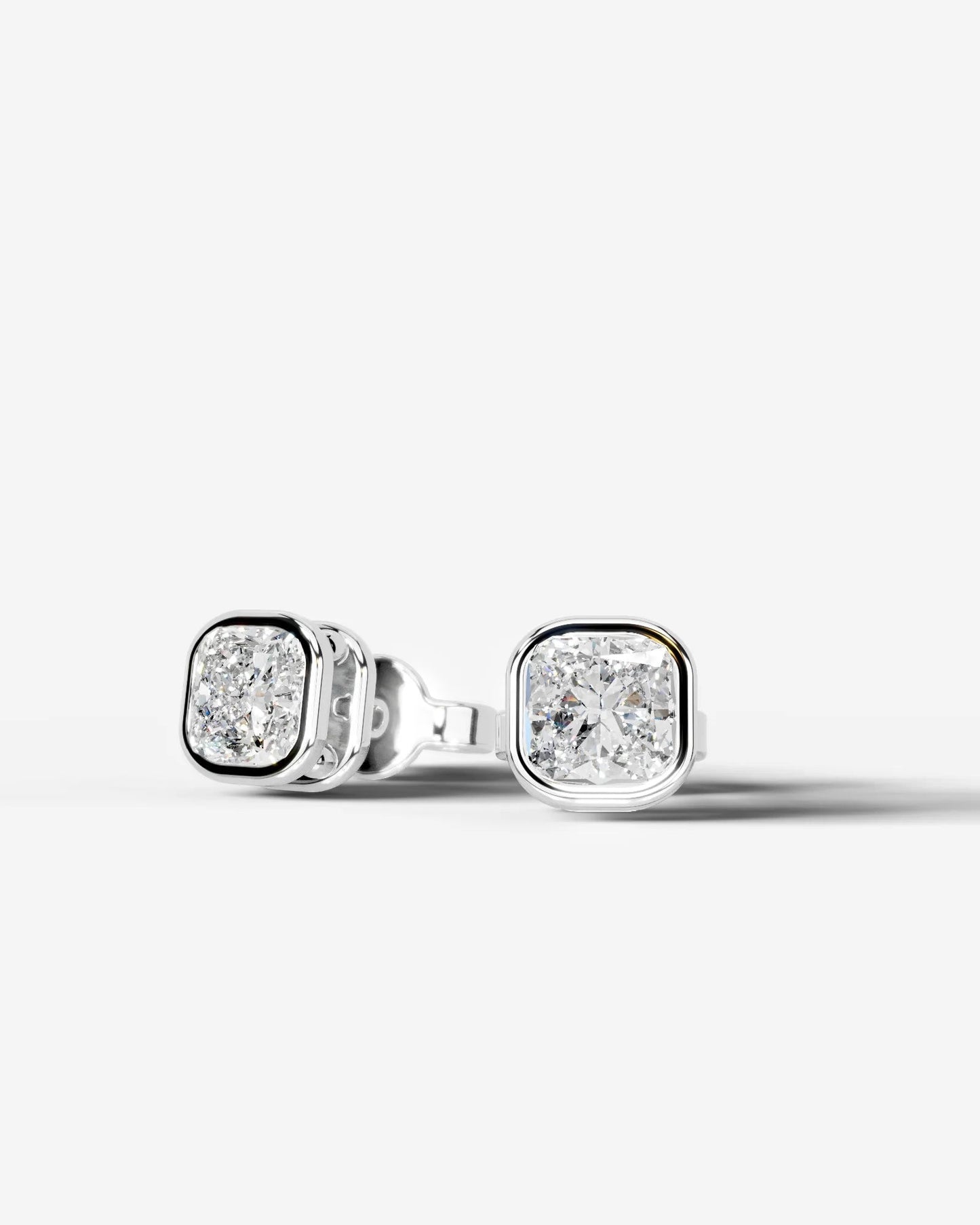 Amber Lab Grown Diamond Earrings Square Cushion - White Gold