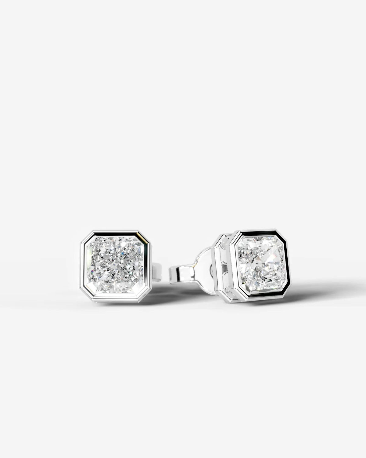 Amber Lab Grown Diamond Earrings Square Radiant - Platinum