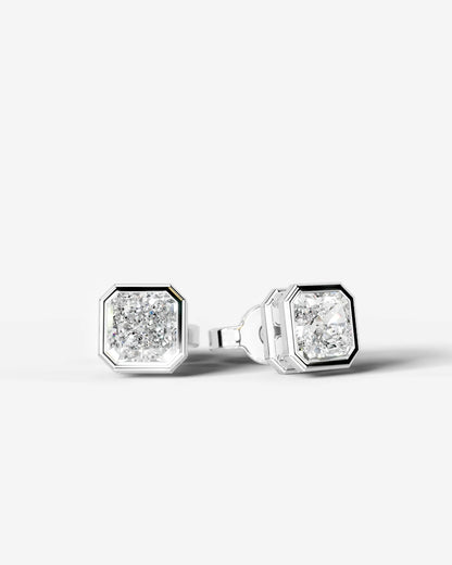 Amber Lab Grown Diamond Earrings Square Radiant - Platinum