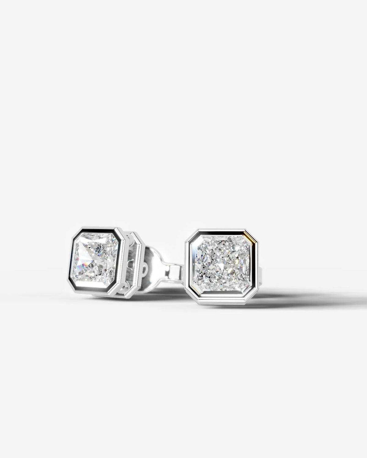 Amber Lab Grown Diamond Earrings Square Radiant - Platinum