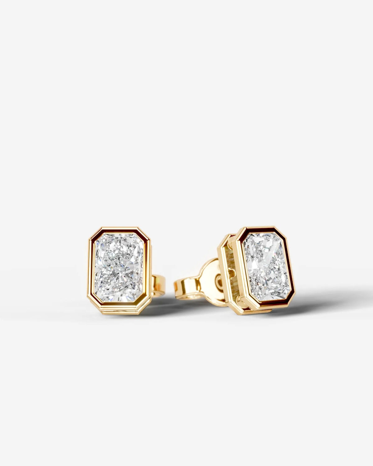 Amber Lab Grown Diamond Earrings Elongated Radiant - Yellow Gold