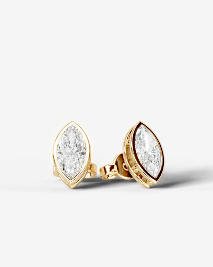 Amber Lab Grown Diamond Earrings Marquise - Yellow Gold