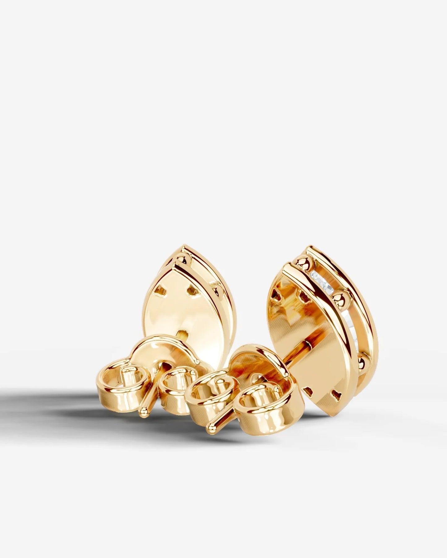 Amber Lab Grown Diamond Earrings Marquise - Yellow Gold