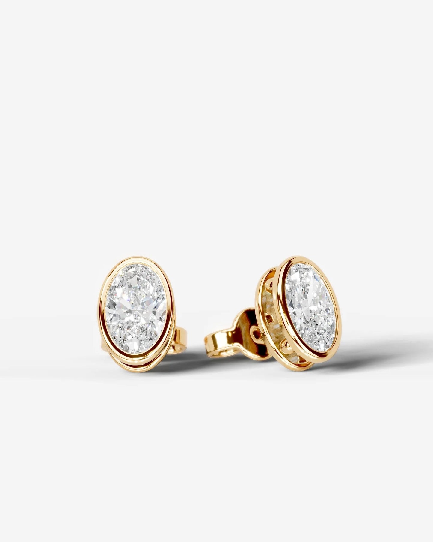 Amber Lab Grown Diamond Earrings Oval - Yellow Gold