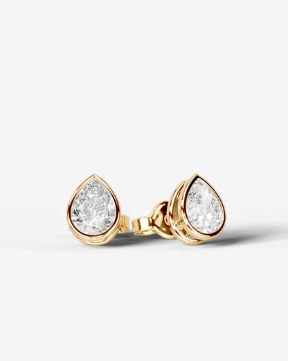 Amber Lab Grown Diamond Earrings Pear - Yellow Gold