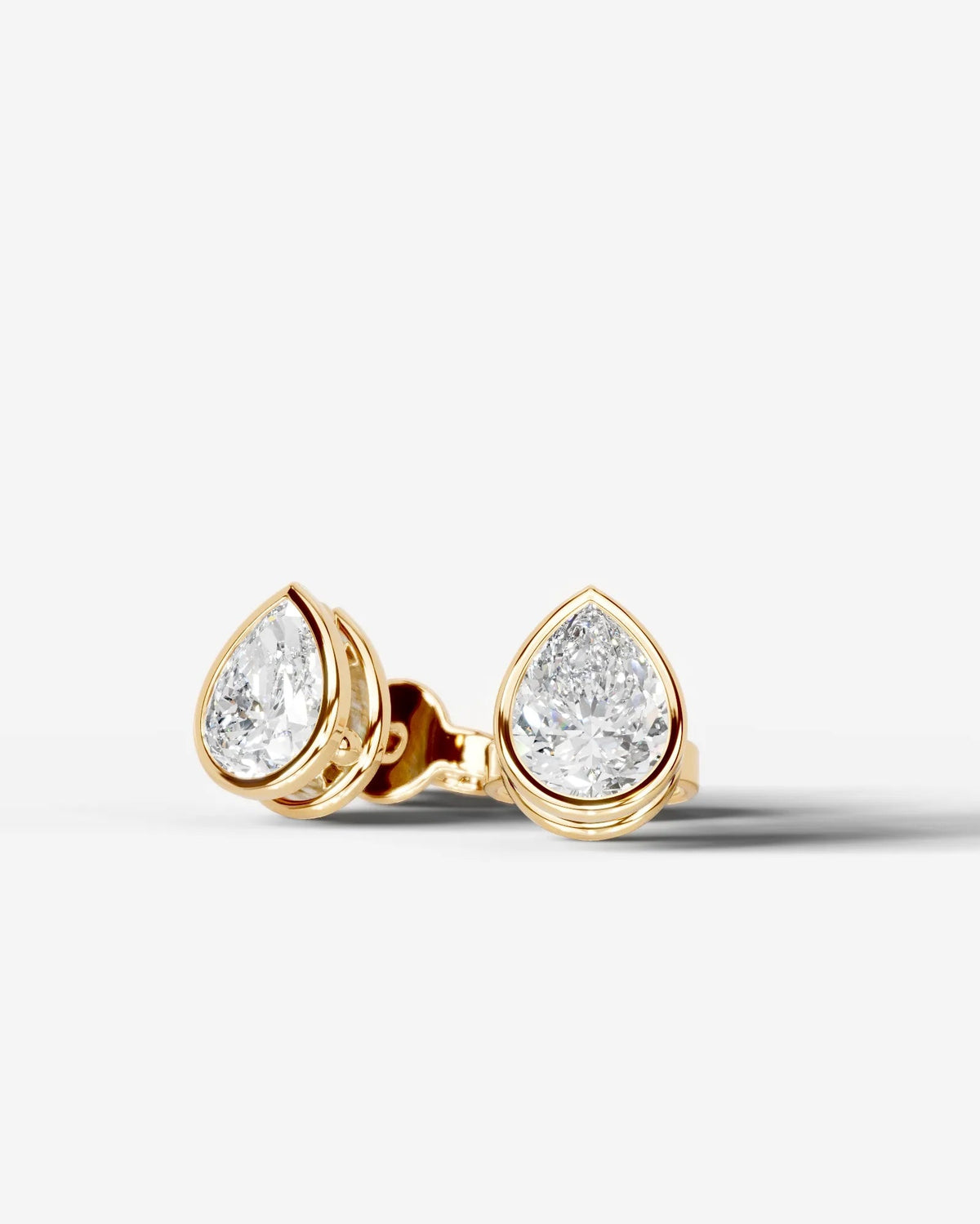 Amber Lab Grown Diamond Earrings Pear - Yellow Gold