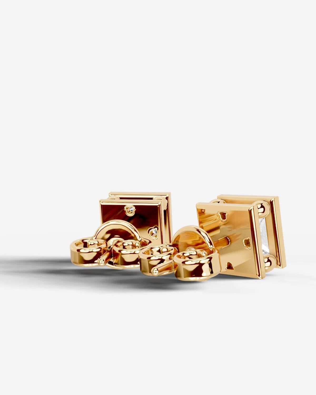 Amber Lab Grown Diamond Earrings Princess - Yellow Gold