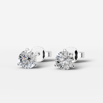 Amber Lab Grown Diamond Earrings Round - Yellow Gold