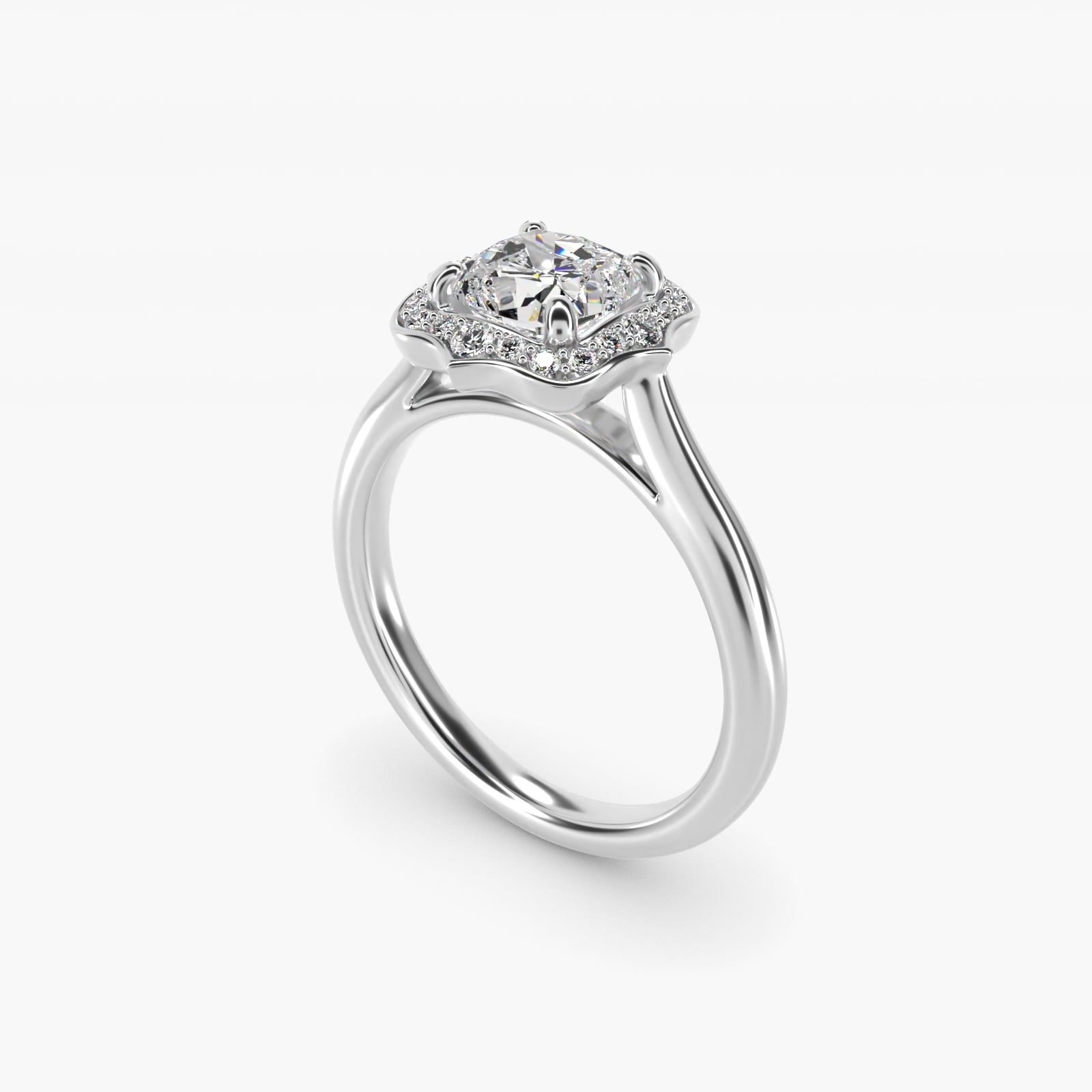 Antique Frame Halo Vintage-Style Engagement Ring In 18k White Gold By James Allen - Cushion Center