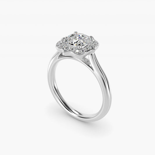 Antique Frame Halo Vintage-Style Engagement Ring In 18k White Gold By James Allen - Cushion Center