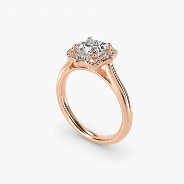 Antique Frame Halo Vintage-Style Engagement Ring In 14K Rose Gold By James Allen - Princess Center
