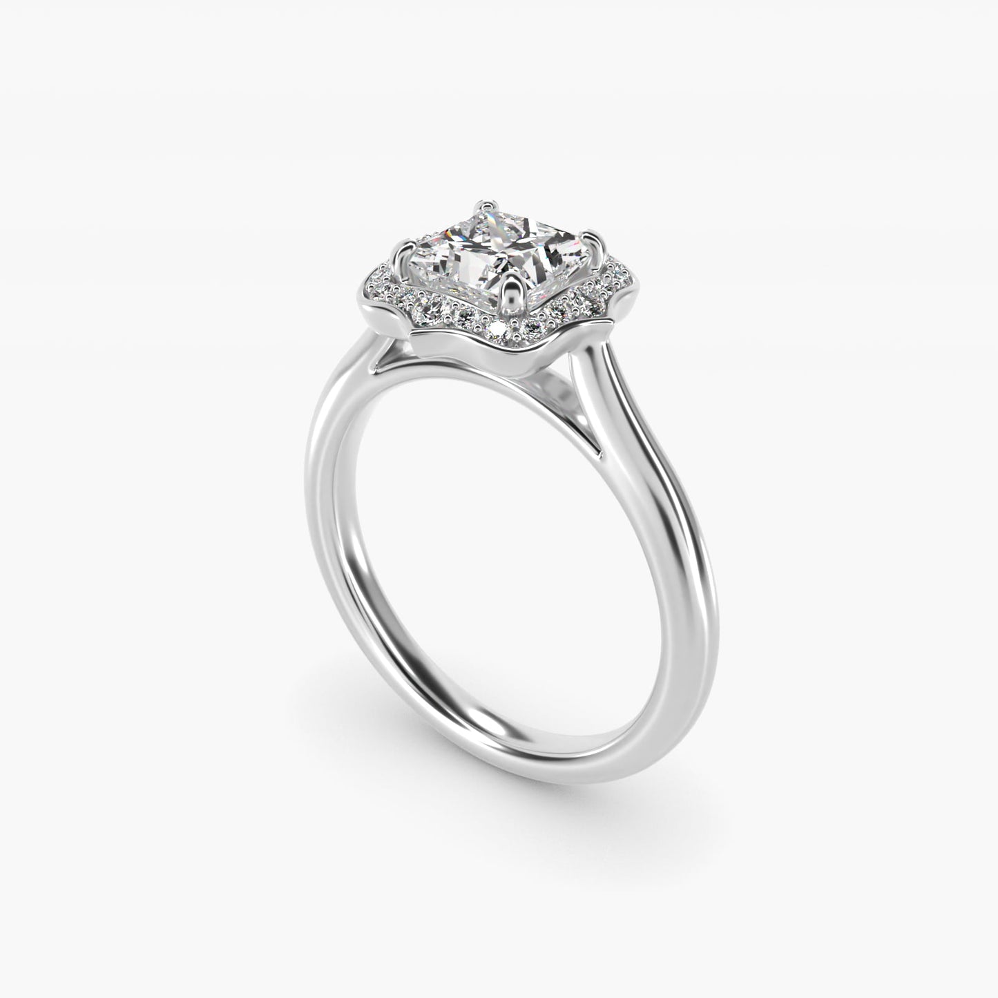 Antique Frame Halo Vintage-Style Engagement Ring In 18k White Gold By James Allen - Princess Center