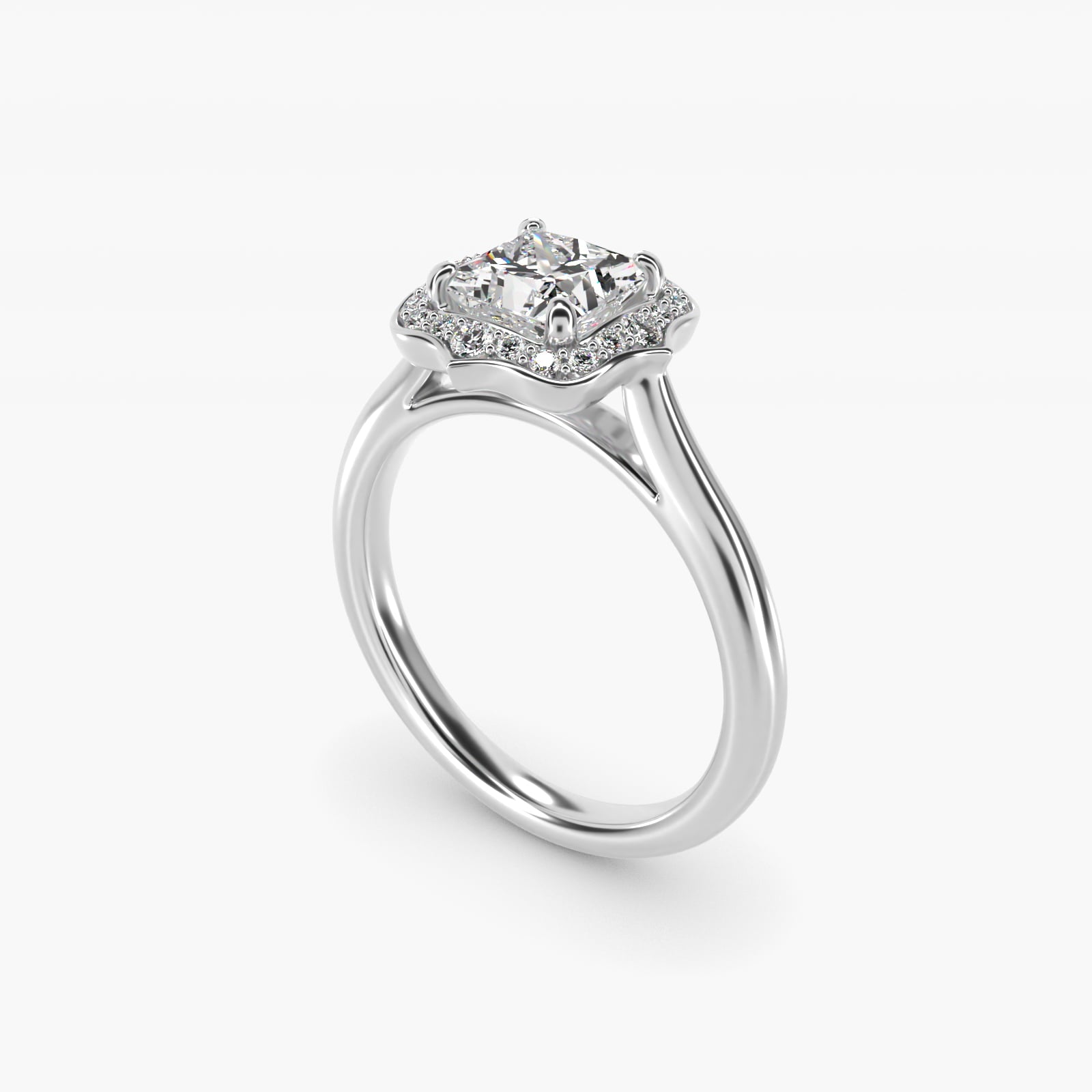 Antique Frame Halo Vintage-Style Engagement Ring In 18k White Gold By James Allen - Princess Center