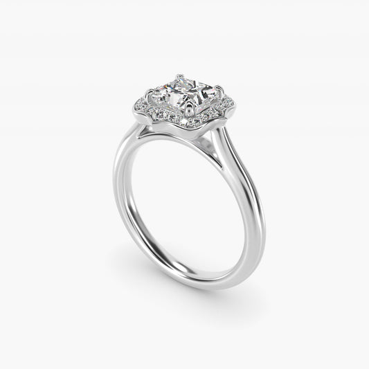 Antique Frame Halo Vintage-Style Engagement Ring In Platinum By James Allen - Princess Center