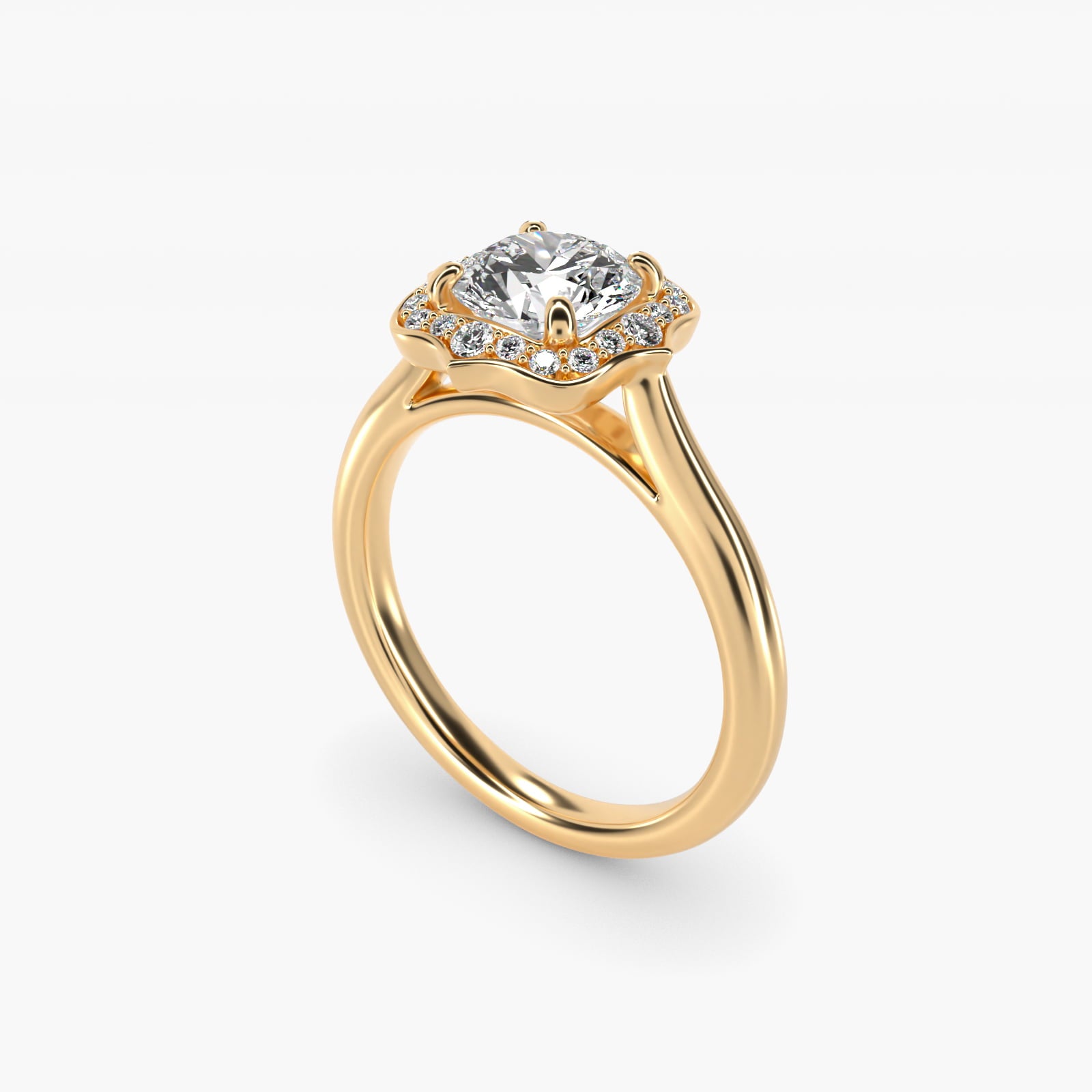 Antique Frame Halo Vintage-Style Engagement Ring In 18k Yellow Gold By James Allen - Round Center