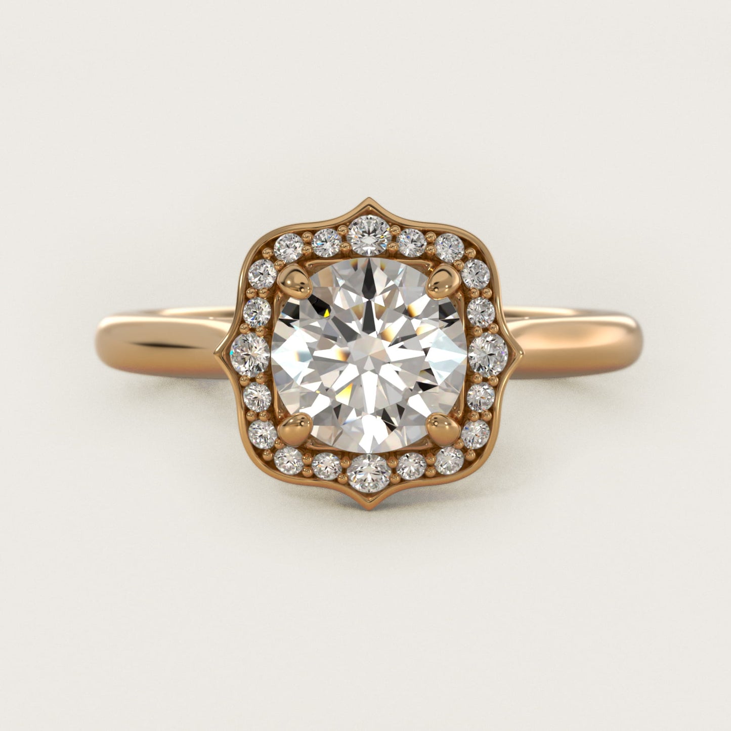 Antique Frame Halo Vintage-Style Engagement Ring In 14K Yellow Gold By James Allen - Round Center