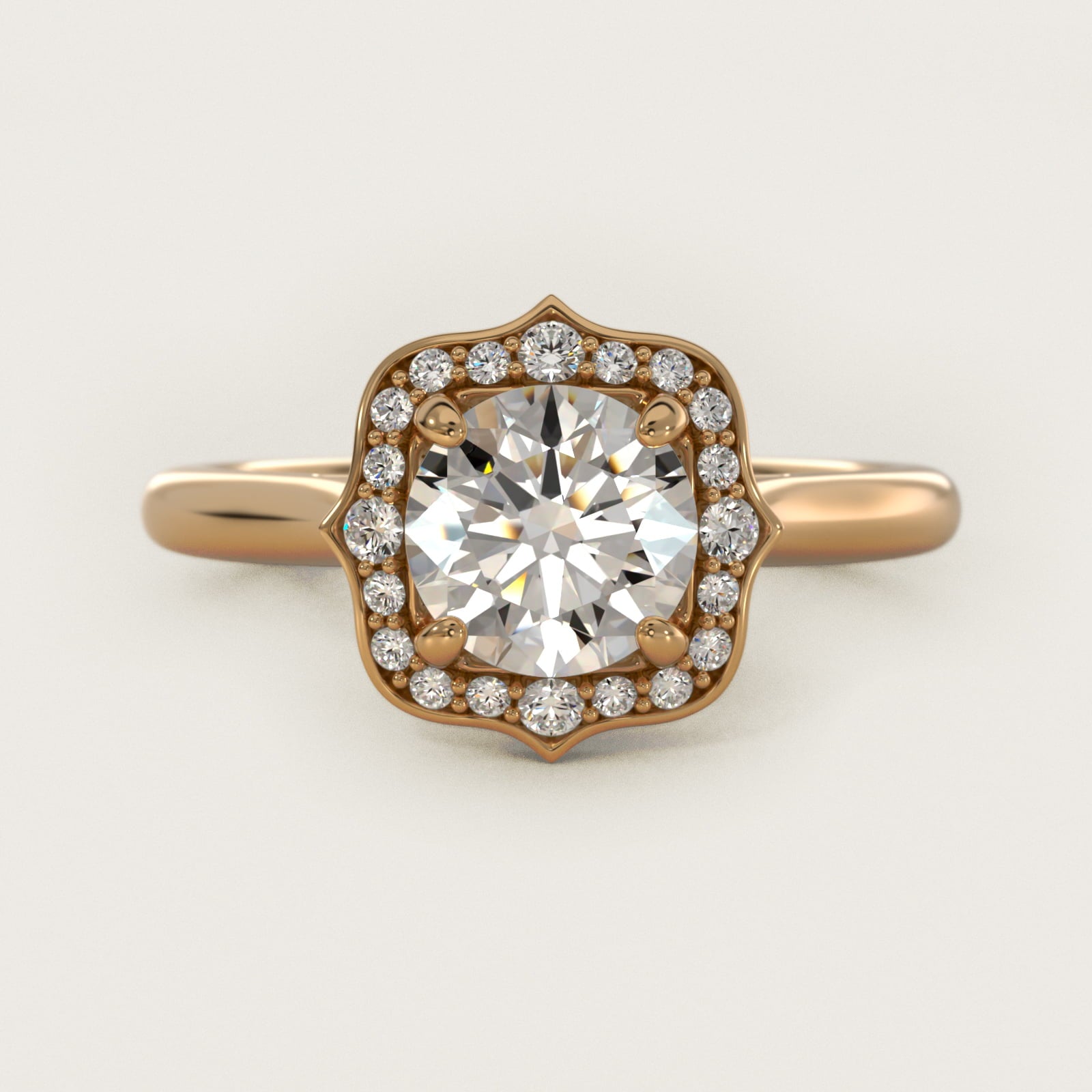 Antique Frame Halo Vintage-Style Engagement Ring In 18k Yellow Gold By James Allen - Round Center