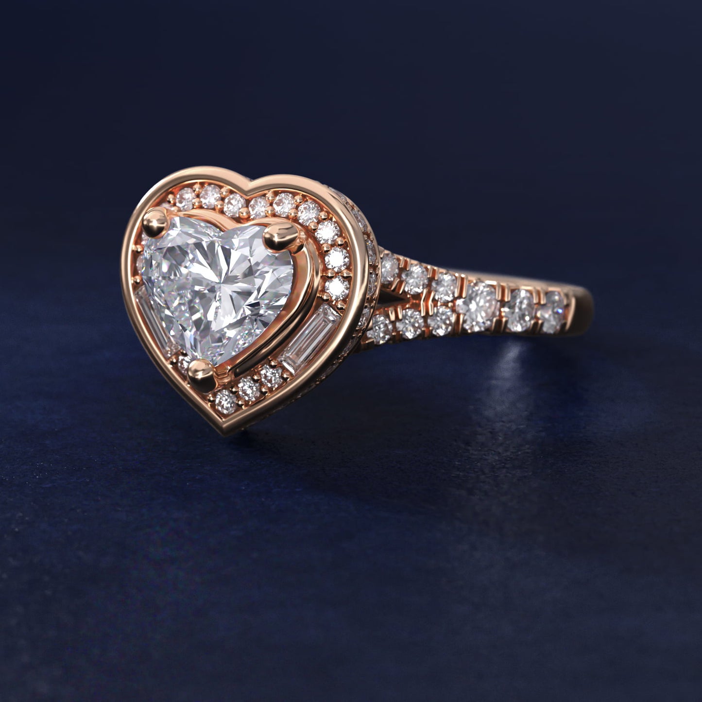 Art Deco Hexagon Halo Diamond Engagement Ring in 18k Rose Gold (3/4 ct. tw.) By Zac Zac Posen - Heart Center