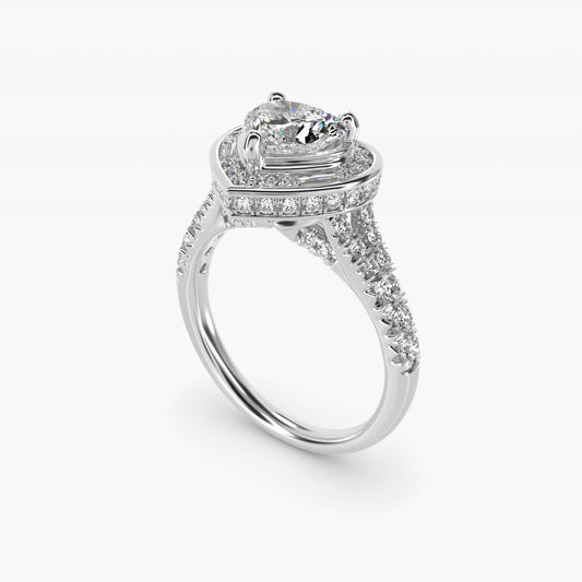 Art Deco Hexagon Halo Diamond Engagement Ring in 14k White Gold (3/4 ct. tw.) By Zac Zac Posen - Heart Center