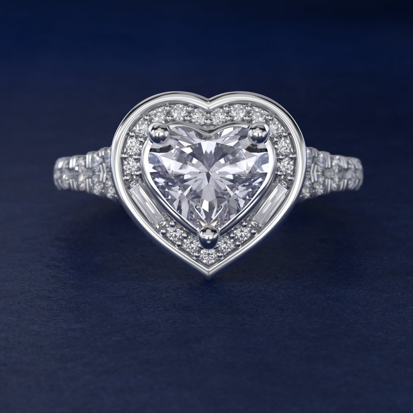 Art Deco Hexagon Halo Diamond Engagement Ring in 18k White Gold (3/4 ct. tw.) By Zac Zac Posen - Heart Center